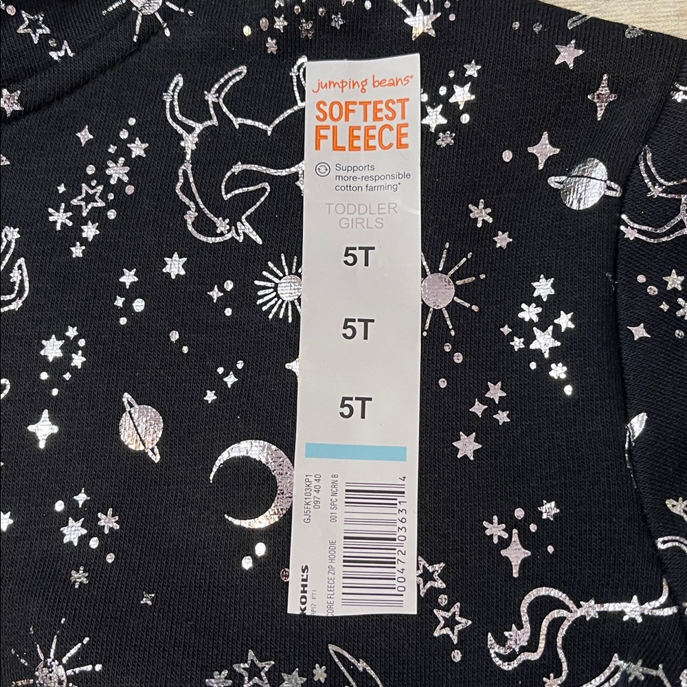 Sparkly Unicorns on Black Girls Soft Fleece Jacket 5T NWT - Picture 4 of 7